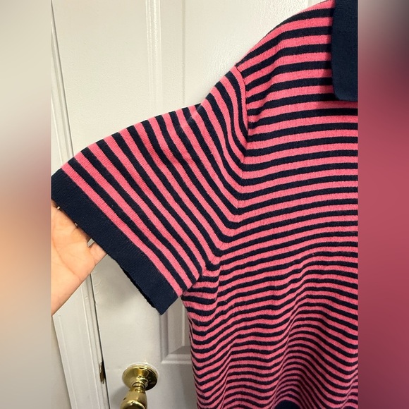 Men’s J.Crew Pink And Blue Striped Cashmere Johnny Collar Short Sleeve Top XL - Picture 7 of 8